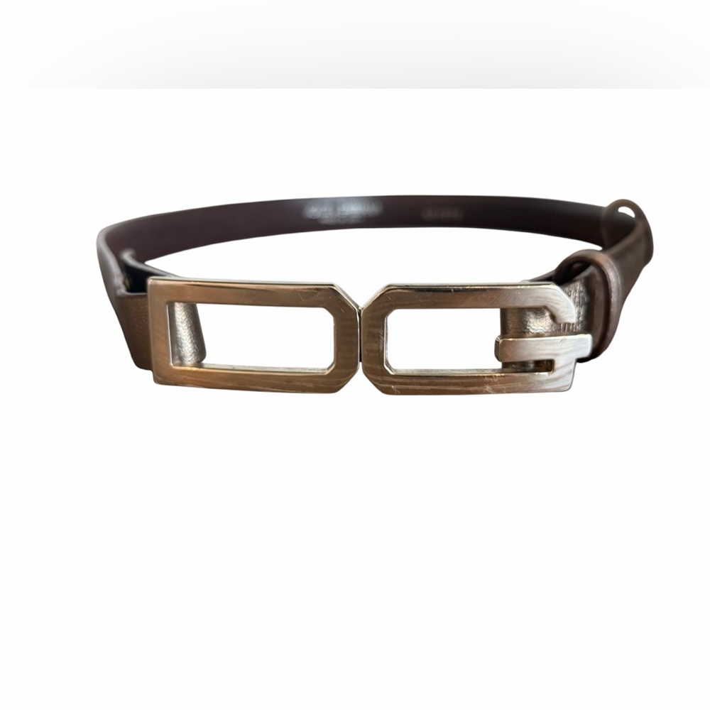 Dolce & Gabana Metallic Bronze Leather Belt with Silver Buckle. Size 42.